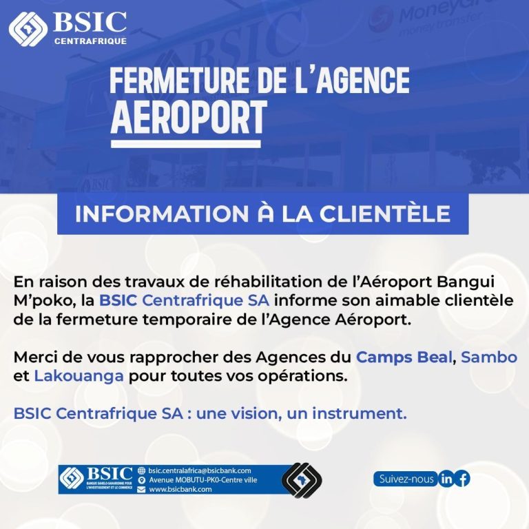 Annonce fermeture de l'Agence Aéroport